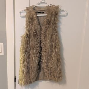 Faux Fur Vest in Tan